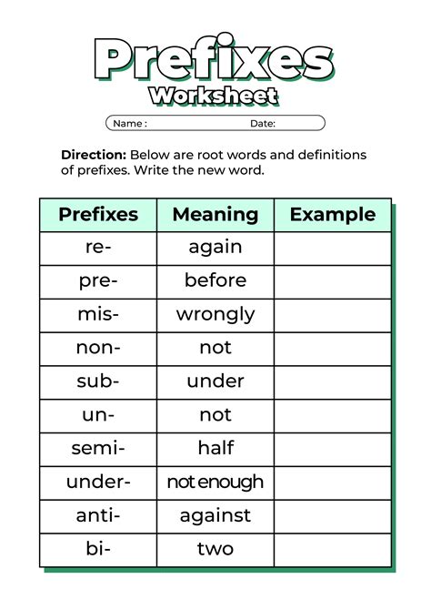 prefixes and suffixes worksheets free